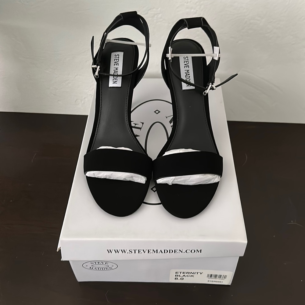 Black heel Steve Madden Sandal with ankle strap
